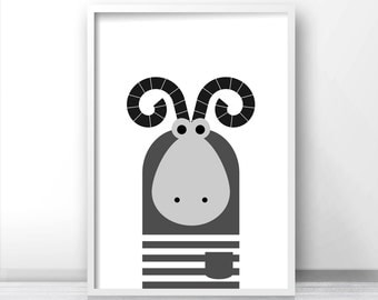 Digital Download Nursery Animal Print, Farm Animal Printable Kids Wall Art, Instant Download Kids Art, Farm Nursery Printable Wall Art, Ram