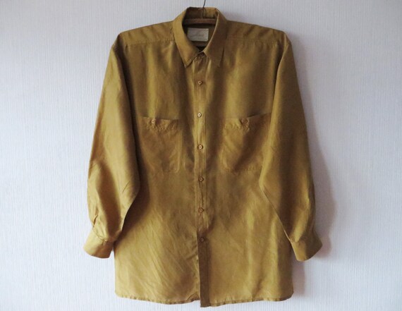 mustard silk shirt