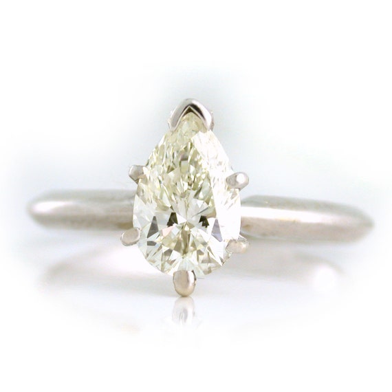 Fresh off the Workbench, One Carat High Quality Pear Cut Diamond Ring - 14k white gold - Layaway avail - See item details for info