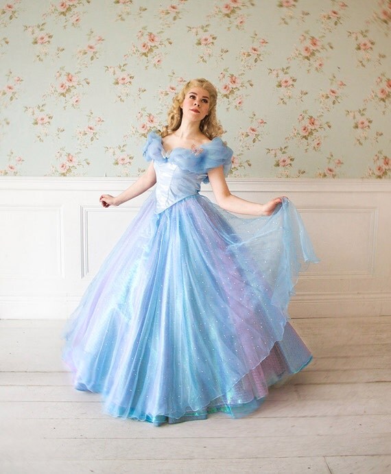 Light version Cinderella dress 2015 Free Shipping Halloween