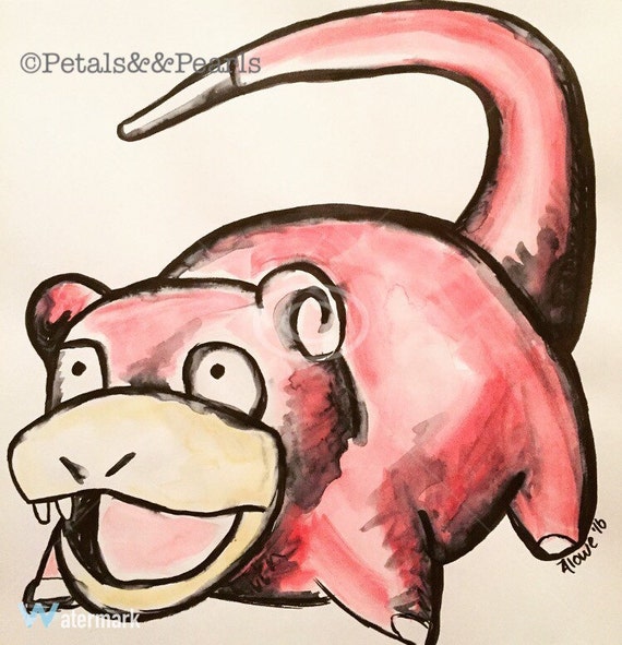 POKEMON Slowpoke original japanese ink drawing