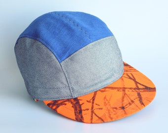 Orange camo snapback hat, 5 panel hat, Swag cycling cap, Strapback cap, Hipster cap, Turific