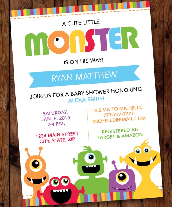 Monster Baby Shower Invitations 2