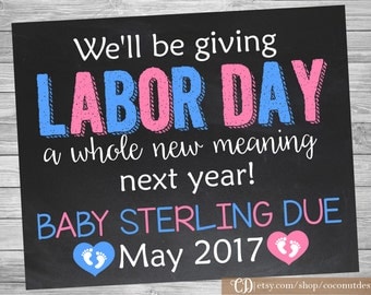 Labor Day Themed Pregnancy Announcement / Chalkboard Pregnancy Announcement / Pregnancy Reveal / Labor Day Pregnancy / Digital File