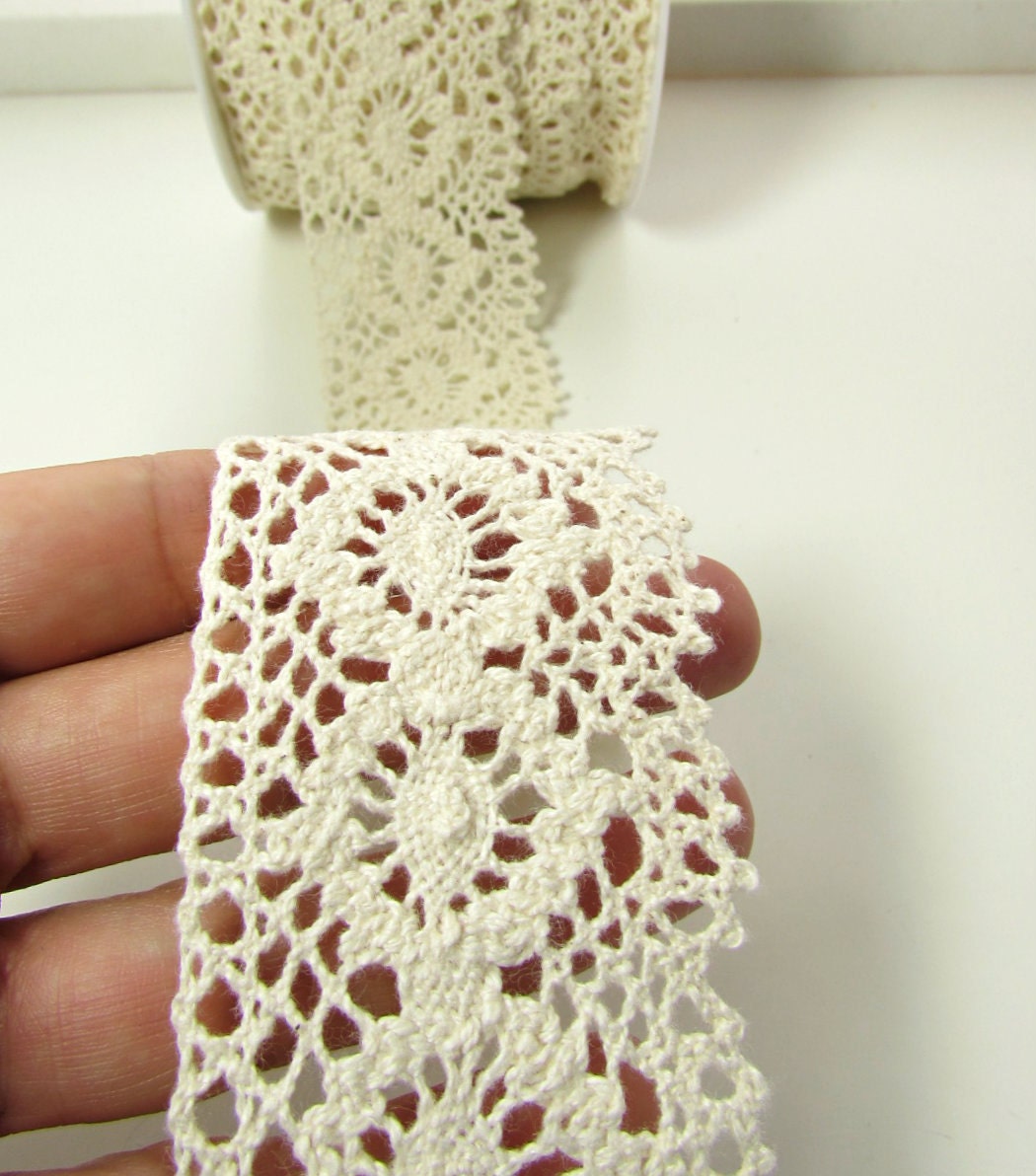 45 mm Cotton lace trim. Crochet cotton edge trim. by BrightonBabe