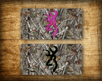 Camo Deer Head License Plate Hunting Buck Doe Browning Hunter Silhouette Camouflage Auto Tag 6x12 Aluminum