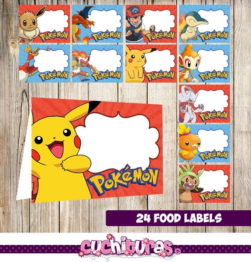 24 Pokemon Food Tent Cards instant download Printable Pokemon