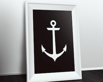 Black And White Anchor, Anchor Art, Scandinavian Poster, Nautical Print,  Black u0026 White, Beach Wall Decor, Modern Printable, Instant Download