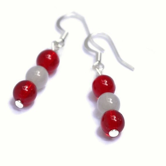 Team Sports Wear Red Earrings Gray Earrings Gift for