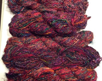 10 Hanks of Recycled Sari Yarn - lot #6