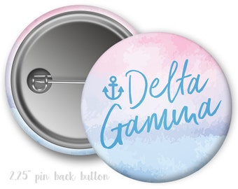 DG Delta Gamma Watercolor Script Single or Bulk 2.25" Pinback Button