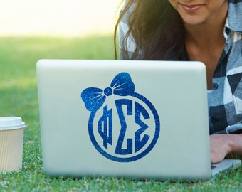 PhiSig Phi Sigma Sigma Bow Monogram Decal Sorority Decal Laptop Sticker Car Decal