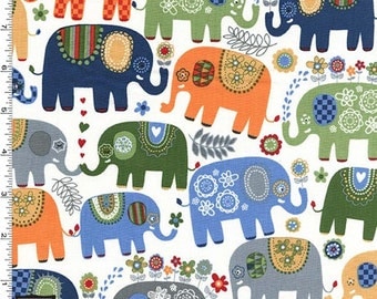 Michael Miller Novelty - Happy Elephants Fabric - Cheer - Sold by the 1/2 Yard