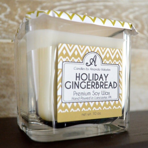 Holiday Gingerbread 10 oz. soy candle by YOLOVOLO on Etsy