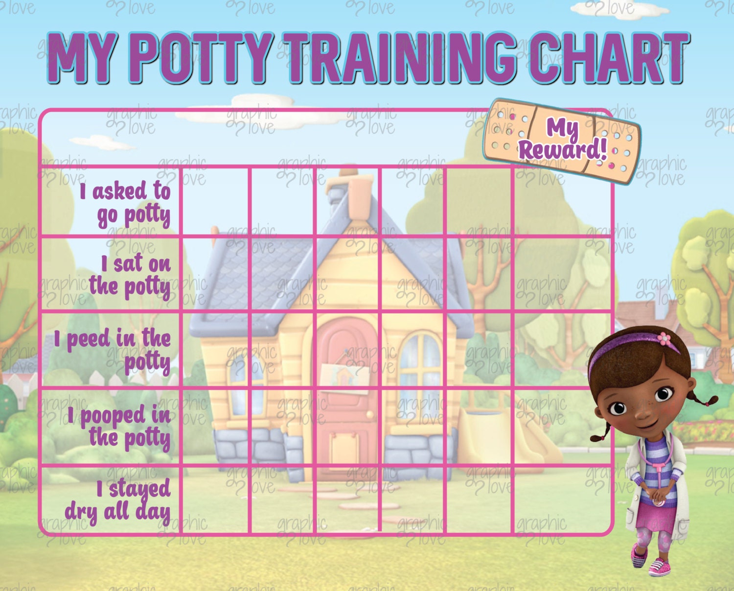 Printable Doc McStuffins Potty Training Chart FREE Punch Cards Disney Junior Digital JPG