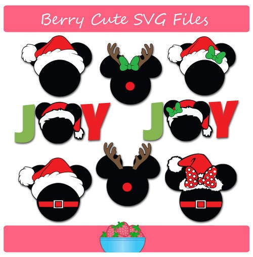 Download Mickey Mouse and Minnie Mouse Christmas Silhouette Set Svg