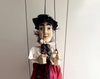 Marionnette à Fils Ancienne - Vielle Femme, Années 60, Très Bon état