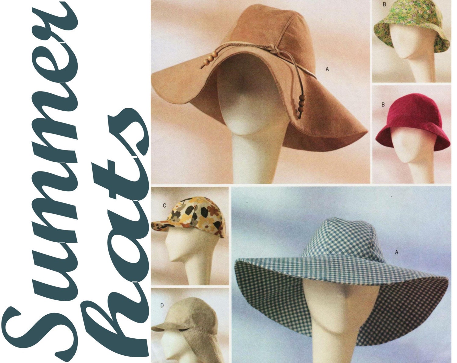 Sun Hat Pattern Womens Hats BUTTERICK 3787 UNCUT Big Brim Hat