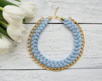 Statement Necklace Chain Necklace Bib Necklace 'Sky Blue'