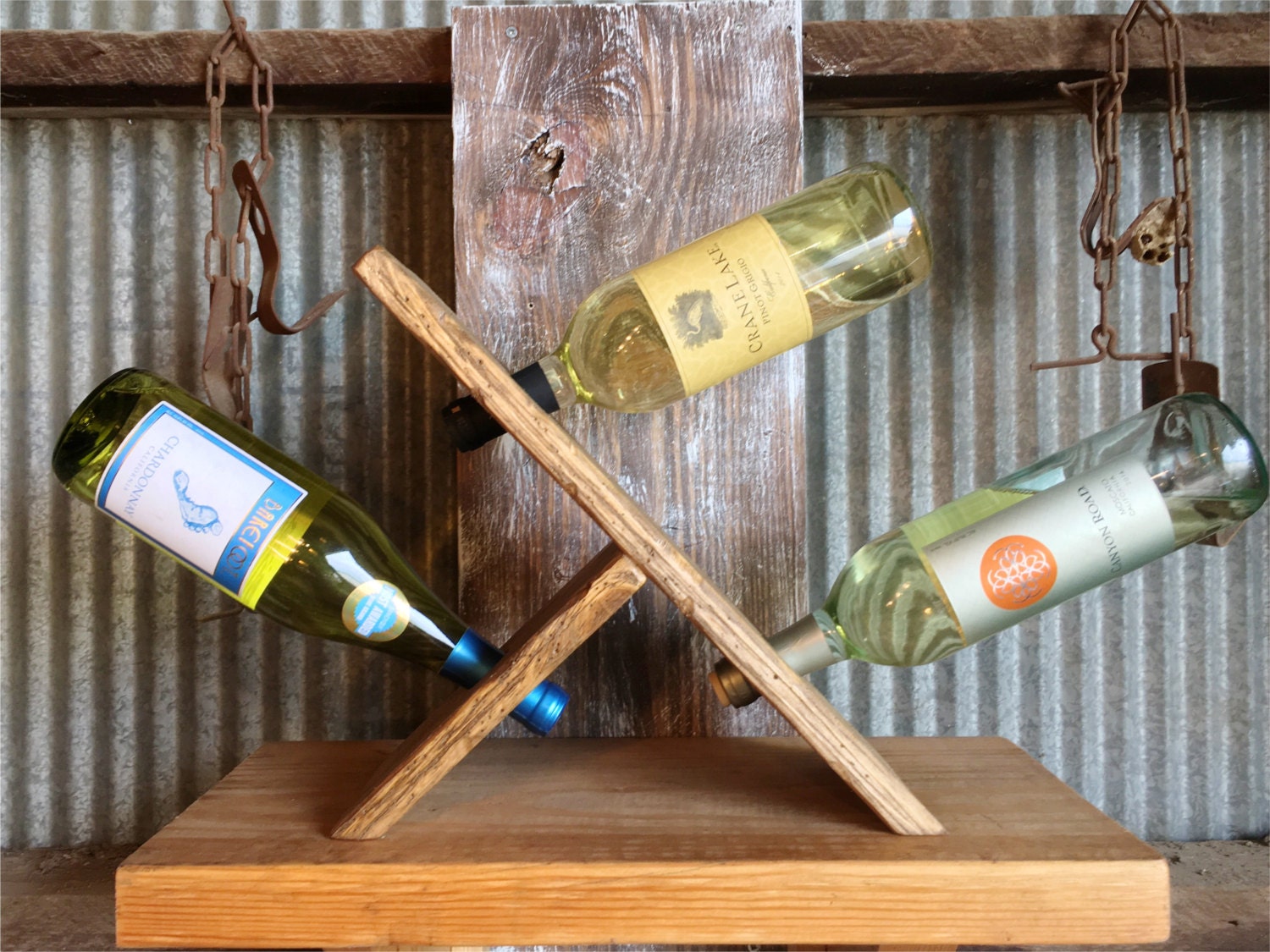 3 Bottle Countertop Wine Rack by DistressedProjects on Etsy