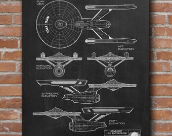 Star Trek Patent Print, Star Trek Starship, Space Poster, Star Trek Wall Decor, Star Trek Blueprint, Patent Poster - DA0689