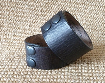 SCKLeather Black Veg Tanned Leather Wrist cuff.