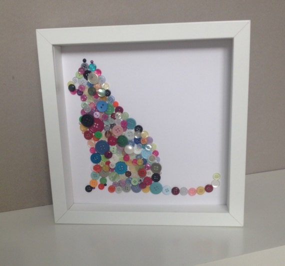 Button Cat Wall Art, Button Art Cat, Button Animals, Mothers Day Gift Idea
