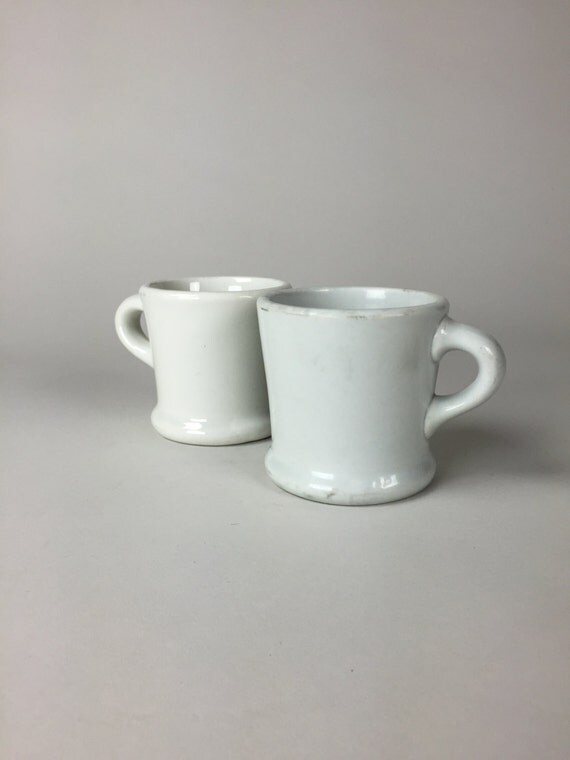 Set of Three Hall Brand Vintage Ceramic White Diner/Coffee