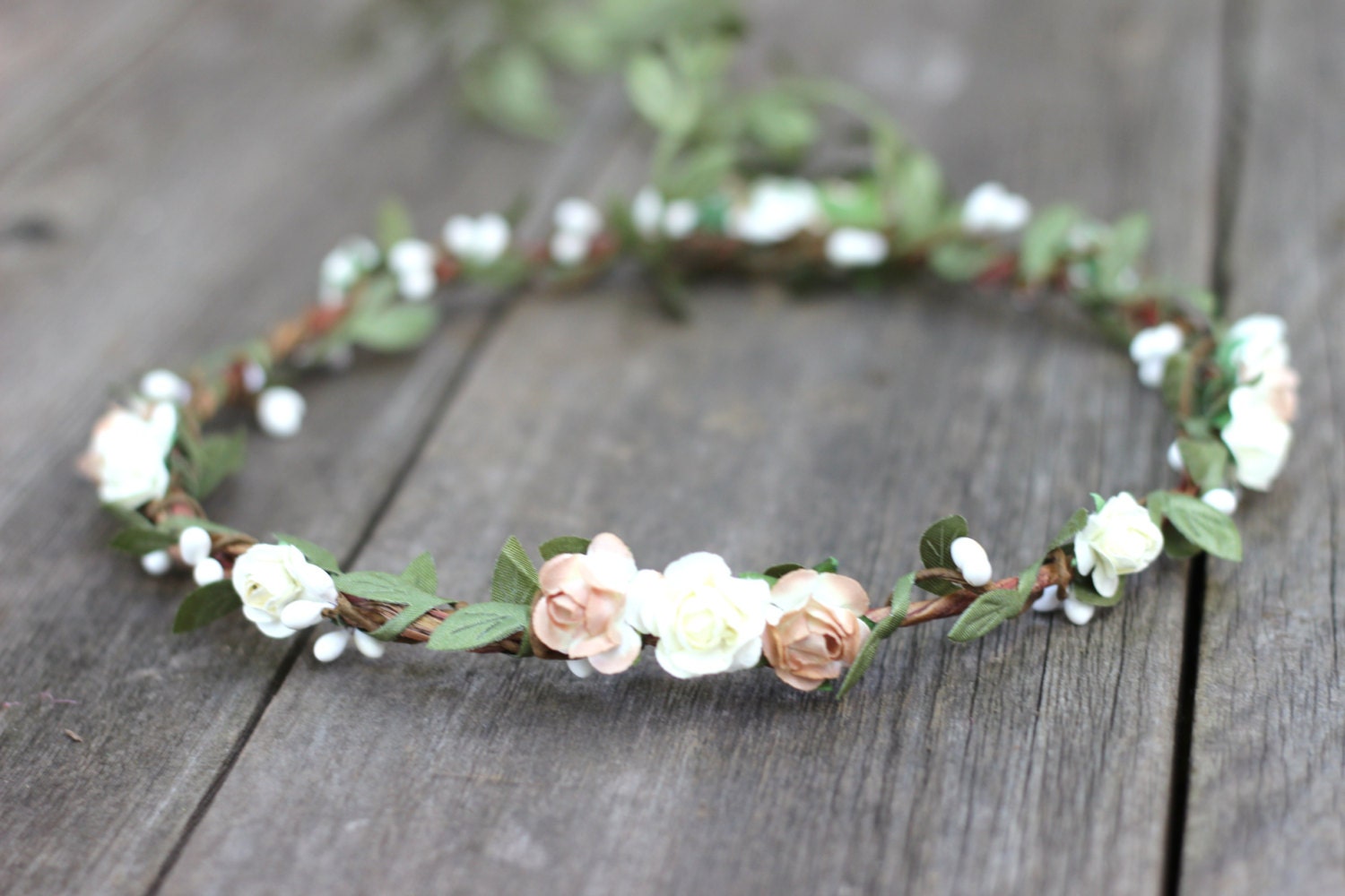 Artificial Green Silk Leaf Flower Crown Hair Garland