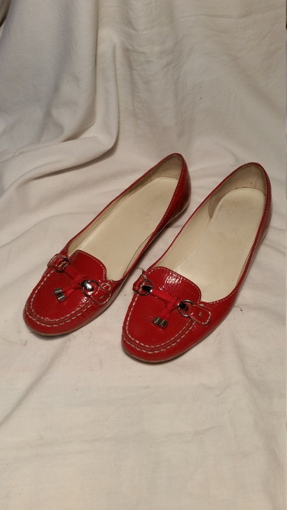 Vintage 1990's Red Patent Leather Women's Loafers