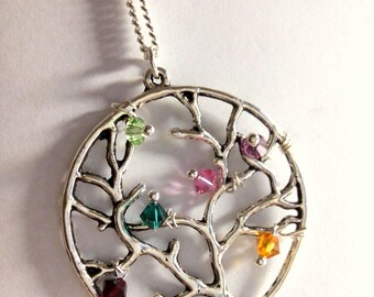Family Tree Birthstone Necklace,Grandma Necklace,Mother Necklace,Grandma Jewelry,Mom Jewelry,Gift for Grandma,Mother Gift,Grandmother Gift