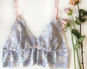Pastel lace crop bralette