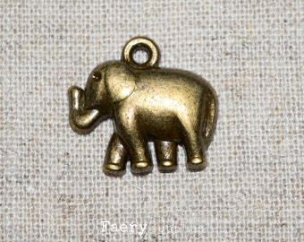10 Bronze Tone Elephant Charms. Metal Charms, Bronze Charms, Small Elephant Pendants, Bronze Elephants, Nickel Free Charms, Bracelet Charms.