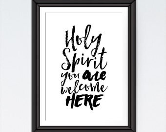 INSTANT DOWNLOAD Bible Verse Printable, Scripture Print, Holy Spirit Sign, Kitchen Sign - Holy Spirit you are welcome here