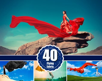 40 Flying fabric dress Photo Overlays, Photoshop Overlay, flowing cloth wave, silk waving flying satin, wedding, children, girl png file