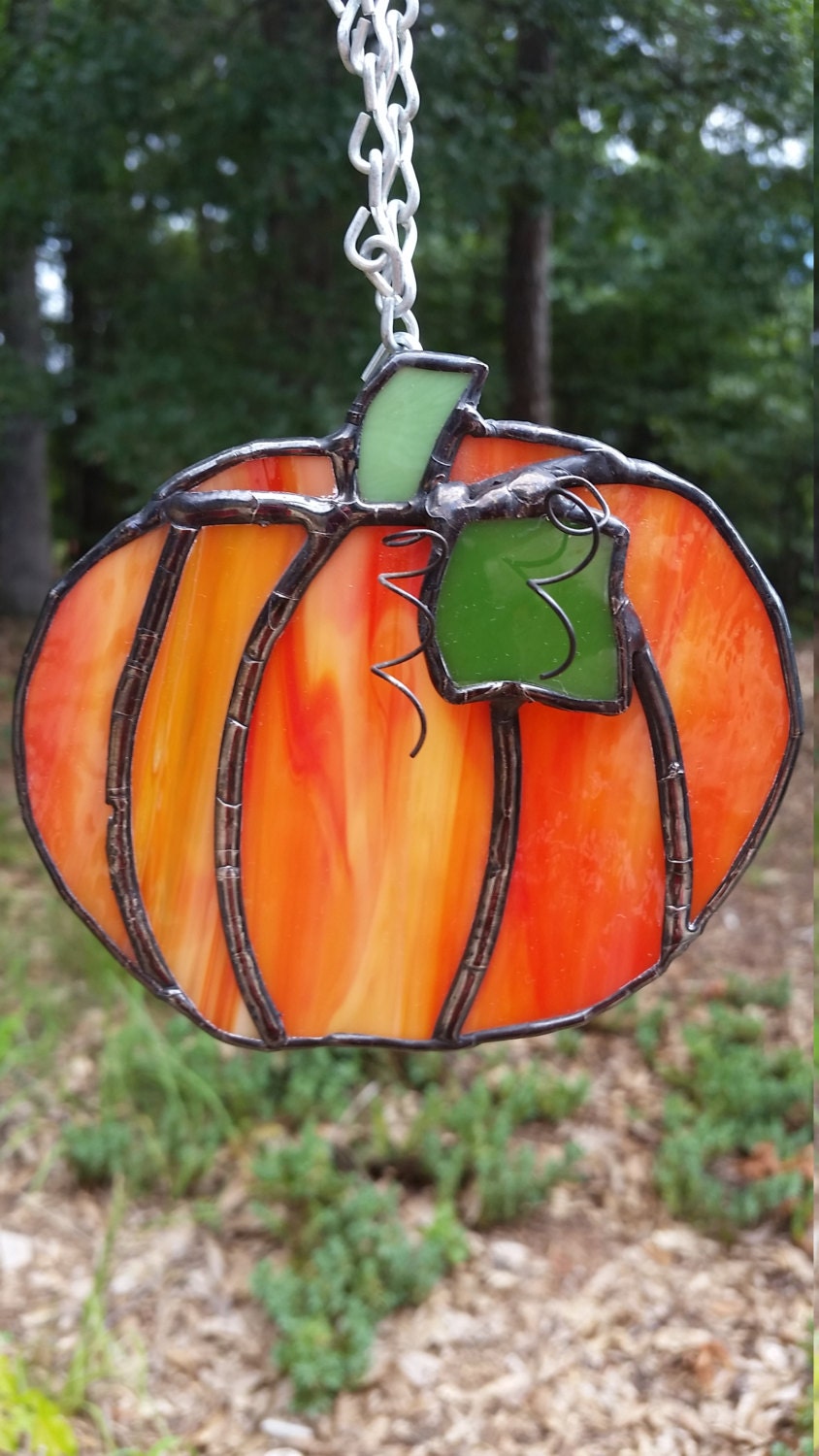 Stained glass pumpkin. Suncatcher gift home décor fall