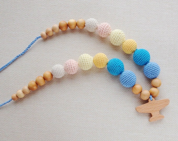 Nursing necklace / Teething necklace / Breastfeeding necklace - with airplan pendant