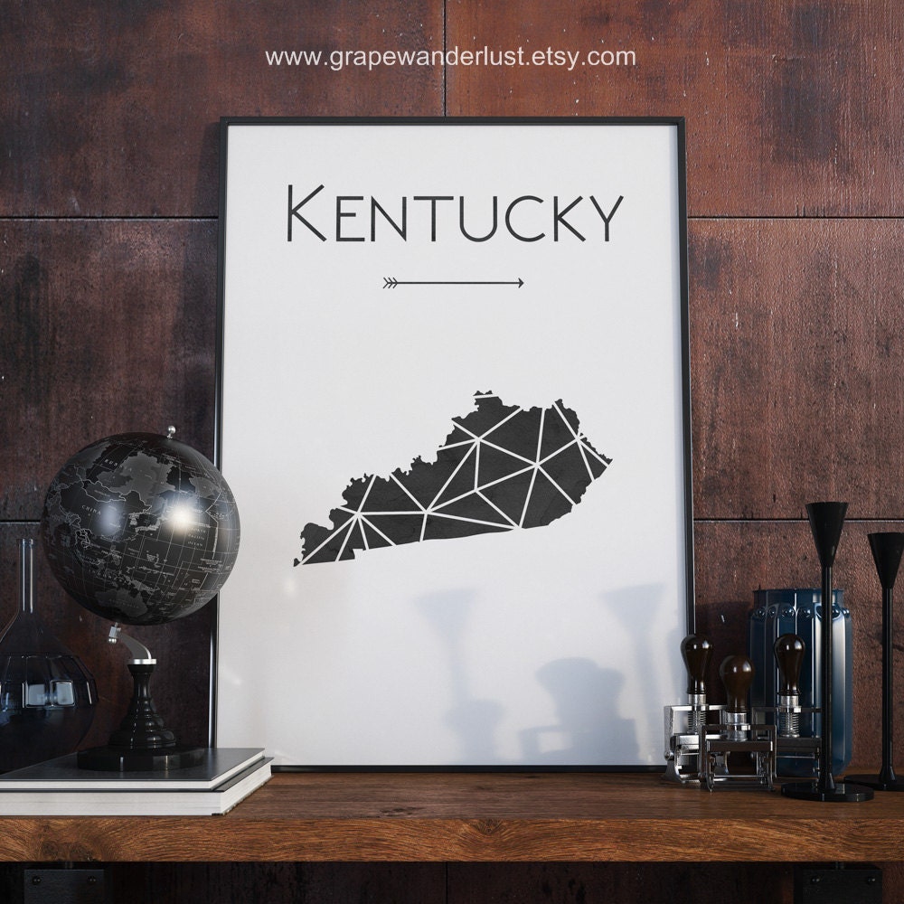 Kentucky wall art Kentucky art Kentucky map Kentucky print