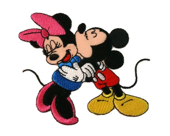 Mickey Mouse Kiss Minnie Mouse Embroidered Applique By Diymint 3597