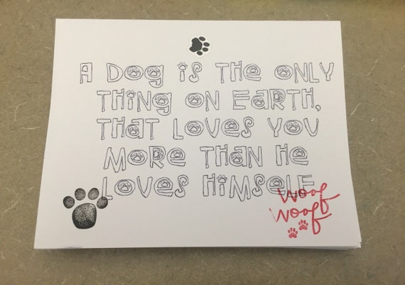 Items similar to Handmade greeting cards with dog saying- blank ...