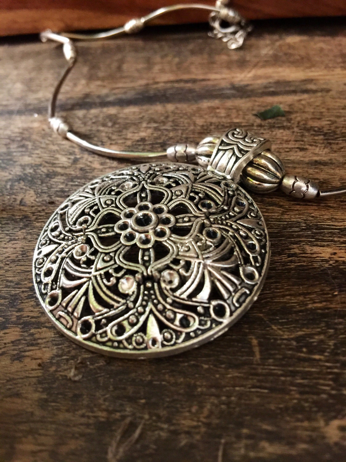 Tibet jewelry Statement necklace Tibetan Floral pendant