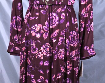Free Shipping: Moroon/Burgundy Floral Leslie Fay Dress