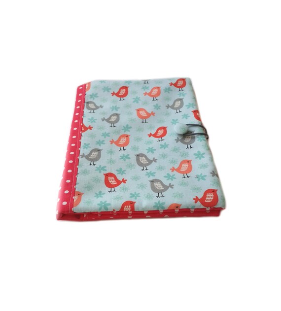 Fabric book cover, cotton book cover, book protector, journal reusable book cover, traveler book cover, bible cover,cotton with birds print