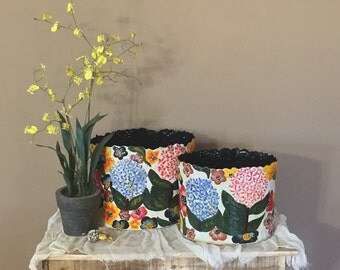 Vintage Metal Waste Baskets Set of Two