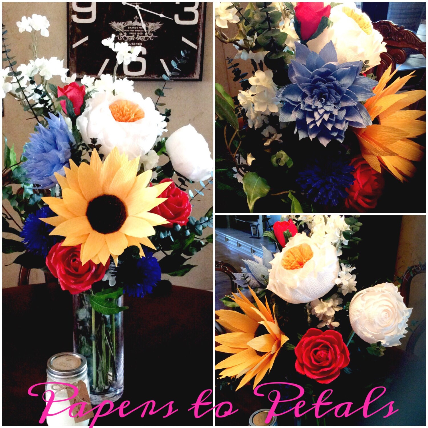 Paper flower arrangement. Custom and made to by PaperstoPetals