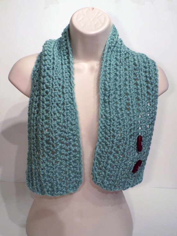 Mint Green Scarf With Buttons / Mint Green Scarf / Lightweight