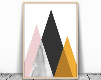 Mid Century Art Print, Midcentury modern Art, Mid Century Print, Mid Century Modern, Modern Mountain, Copper Print, Geometric Print, digital