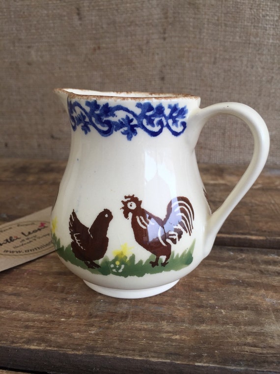 BRIXTON POTTERY CREAMER Jug - Chicken - Hen - Cockerel Milk Cream Jug / 1980s Collectible Ceramic Farmyard Pottery