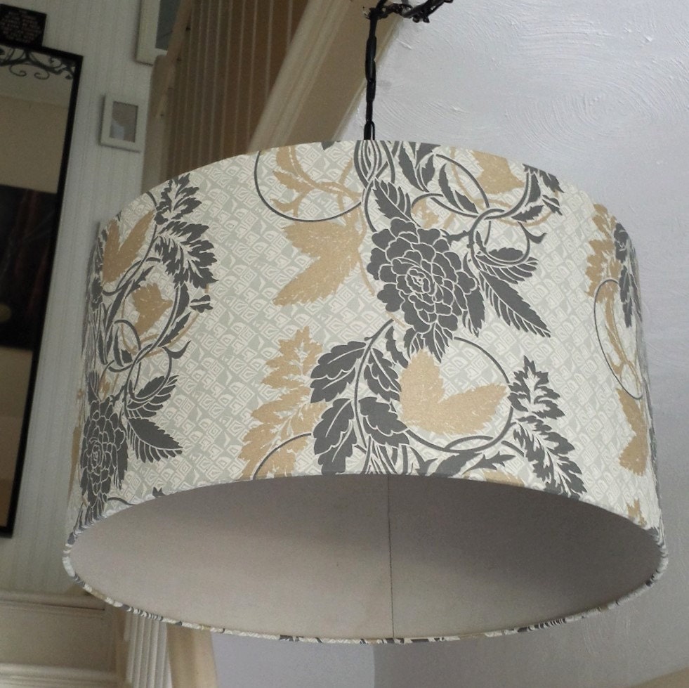 Large Lamp shade fabric lamp shade Botanical style motifs