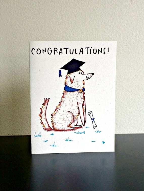 Dog Graduation Card / High School Graduation Card / by Penwheels